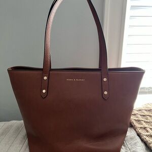 Poppy & Peonies Cognac Go-Getter Tote with Structured Design